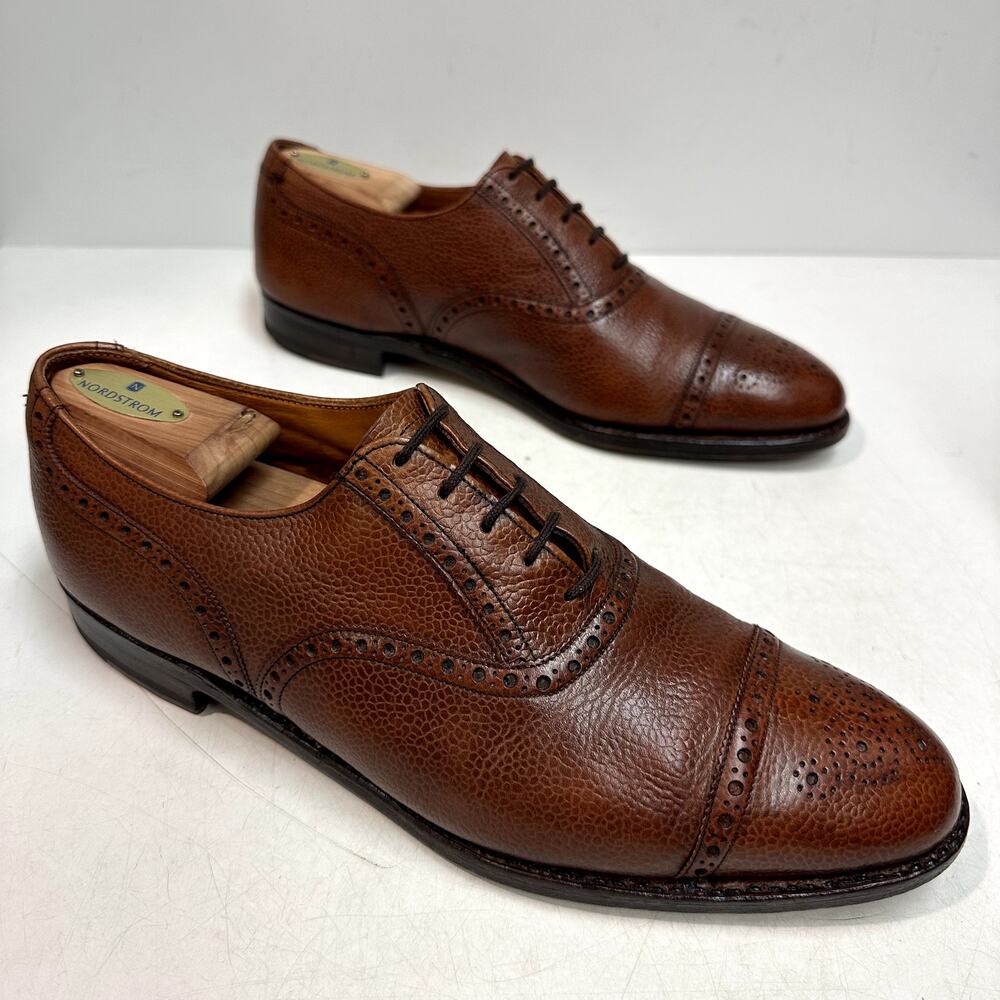 NEW HEELS Tricker's Brown Scotch Grain Oxford Bal Bench Made in England US 10 D - Picture 5 of 12